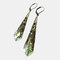 Vintage Crystal Earrings Luxury Metal Hollow Carving Water Drop Pendant Earrings - Green