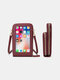 Women Multifunctional Touch Screen 6.5 Phone Bag Crossbody Bag - Wine Red