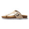 Men Casual Snake Veins Soft Cork Sole Light Weight Clip Toe Slippers - Apricot