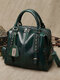 Women Vintage Rivet Multi-pocket Handbag Crossbody Bag - Green