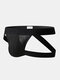 Mens Contrast Color Cotton Thin Elastic Waistband Low Waist Sexy Thongs - Black