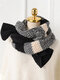 Women Artificial Wool Acrylic Mixed Color Knitted Color-match Thickened Fashion Warmth Scarf - Black Gray