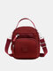 JOSEKO Women's Nylon Simple Fashion Handbag Shoulder Bag Solid Color Lightweight Crossbody Bag - Wine Red