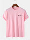 Mens King Chest Print Plain 100% Cotton Short Sleeve T-Shirts - Pink
