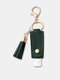 Women Faux Leather Casual Tassel Portable Disinfectant Keychain Pendant Bag Accessory - Green