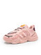 Women Casual Stylish Double Lace-up Breathable Comfy Chunky Sneaker Shoes - Pink