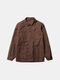 Cotton Vintage Long Sleeve Multi Chest Pockets Casual Jacket for Men - Coffee