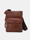 Men Genuine Leather Waterproof 6.5 Phone Bag Crossbody Bag Black Brown Bags - Brown