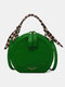 Trendy Klein Blue Stone Pattern Handbag Faux Leather Rivet Round Silk Scarves Decoration Crossbody bag - Green