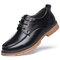 Men Pure Color Leather Non Slip Stitching Soft Sole Shoes  - Black