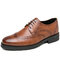 Men Brogue Microfiber Leather Non Slip Retro Casual Dress Shoes - Brown