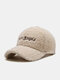 Unisex Lamb Plush Solid Color Letter Pattern Embroidery All-match Simple Warmth Baseball Cap - Beige