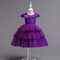 3D Flower Patch Girls Formal Fancy Layered Princess Dress For 2Y-13Y - Purple