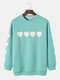 Mens Heart Letter Sleeve Print Crew Neck Pullover Sweatshirts - Blue