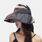Sun Hat Covering Face Folding Empty Top Hat Cycling Big Eaves - Gray