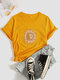Lässiges Kurzarm-T-Shirt mit Rundhalsausschnitt und Sonnengrafik für Damen - Dunkelgrau
