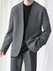 Men Collarless Loose Casual Long Sleeve Blazer - Gray