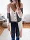 Contrast Color Open Front Long Sleeve Pocket Cardigan - Pink