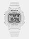 4 Colors Plastic Sports Rectangle Dial Unisex Watches Fashion Thin Luminous Waterproof Multifunctional Digital Watches - White