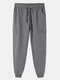 Mens Cotton Solid Color Regular Fit Sport Casual Drawstring Waist Jogger Pants - Grey