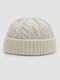 Unisex Knitted Jacquard Solid Color Classic Twist Pattern All-match Warmth Brimless Beanie Landlord Cap Skull Cap - White