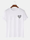 Mens Heart Graphic Crew Neck Plain 100% Cotton Short Sleeve T-Shirts - White
