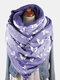 Women Dacron Butterfly Pattern Print With Buckle Casual Thicken Warmth Shawl Scarf - Purple