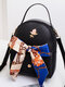 Women Multi-carry Silk Scarf Bowknot Handbag Satchel Bag Crossbody Bag Backpack - Black