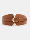Women PU Solid Color Pin Buckle Elastic Wide Fashion Decorative Girdle Belt - Camel