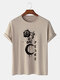 Mens Rose Gothic Letter Print Street Short Sleeve Cotton T-Shirts - Khaki