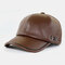 Autumn And Winter PU Leather Hat With Velvet Warmth Men's Outdoor Baseball Cap Fashion All-Match Cap - Coffee