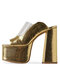 Sapatos de festa sensuais femininos plus size casuais de salto super alto - Ouro