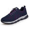 Women Casual Running Breathable Knitted Soft Elastic Band Flat Sneakers - Blue