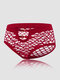 Women Plain Fishnet Stretch See Through Breathable Sexy Panties - Wine Red