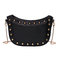 Niche Design Half Moon Rivet Chain Pillow Bag Concave Shape Moon Bag Female New Shoulder Messenger Bag - Black
