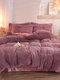 4Pcs AB Sided Plain Color Crystal Velvet Comfy Bedding Duvet Cover Set Pillowcase Adults Bed Duvet Set - Purple
