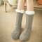 Women Plus Velvet Thick Floor Socks Home Non-slip Bottom Socks Breathable Warm Socks - Light Coffe