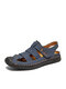 Menico Men Cap Toe Hand Stitching Comfy Breathable Soft Fisherman Beach Sandals - Blue