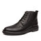 Men Brogue Comfy Microfiber Leather Business Dress Ankle Boots - Black