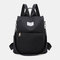 Women Waterproof Anti theft Multi-Carry Printed Casual Backpack Shoulder Bag - Black