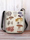 Women Mushroom Pattern Print Crossbody Bag Shoulder Bag - White