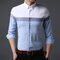 2019 new spring men's collar long sleeve color matching shirt Slim wild cotton shirt professional shirt 652 - Lake Blue