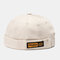 Men & Women Brimless Hats Solid Color Labeling Letter Skull Caps - White