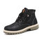 Men Work Style Wearable Warm Comfy Round Toe Outdoor Ankle Boots - Black