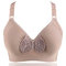 Thin Section Solid Color Adjustment Gathered Wireless Bra - Khaki