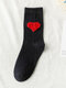 5 Pairs Women Cotton Solid Love Plaid Letters Warmth Sweat-wicking Fashion Tube Socks - Black
