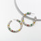 Retro einfache Kreis Ohrringe Goldlegierung Ohrringe für Damen Colorful Streifen Ohrringe  - 03