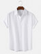 Mens Cotton Breathable Solid Color Casual Short Sleeve Shirts-5Colors - White
