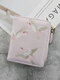 Women PU Leather Crane Embroidered Bags Card-slots Mini Small Wallet Purse - Pink