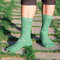 Men's Cotton Solid Warm Socks Casual Breathable Elastic Middle Tube Socks Dress Socks - Green